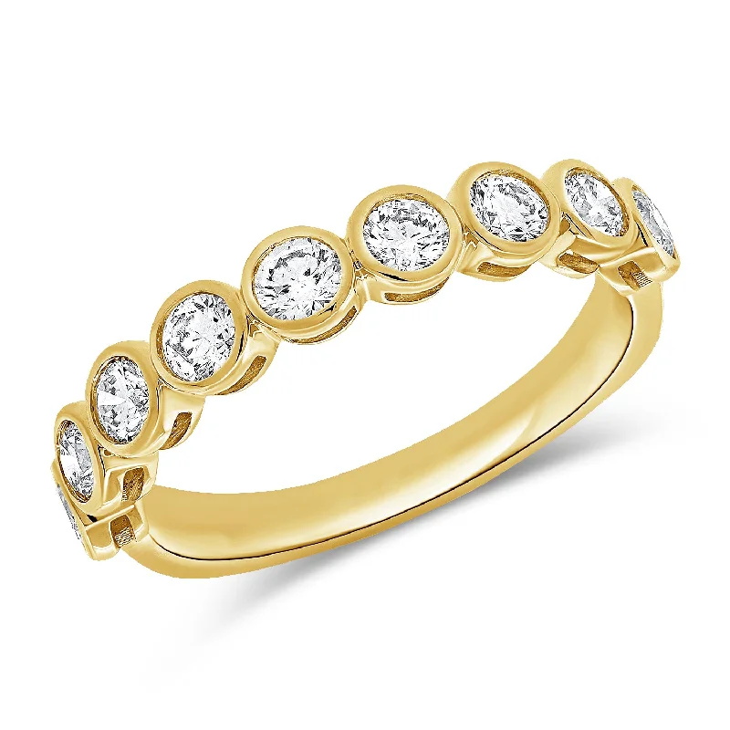 Luxury Rings-Classic 14K Gold Bezel-Set Diamond Ring with 0.74 Carats