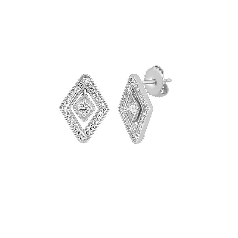 Crown Earrings-Diamonte 18K White Gold Diamond Stud Earrings