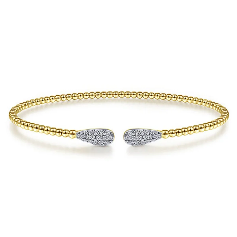 Heavy Silver Bangles-Gabriel & Co. 14K Yellow Gold Bujukan Diamond Teardrop Bangle