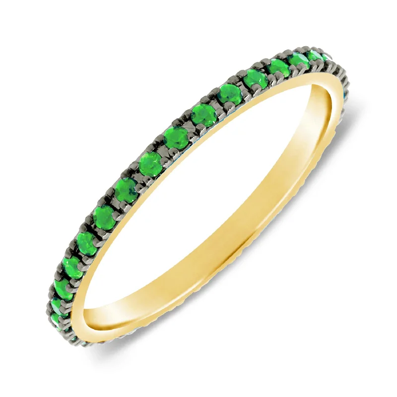 Women's Signet Rings-14K Gold Green Tsavorite Eternity Ring