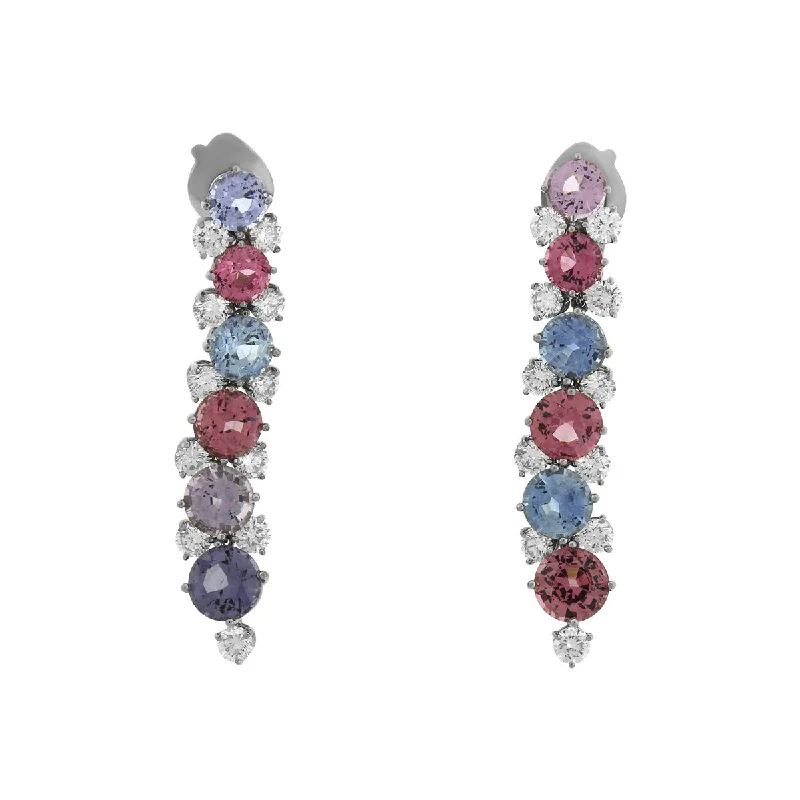 Sparkly Earrings-Spinel, Sapphire and Diamond Drop Earrings