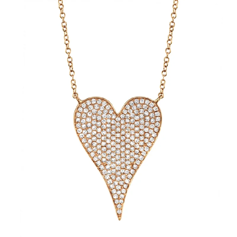 Multicolor Necklaces-14K Rose Gold Diamond Heart Necklace (Large)