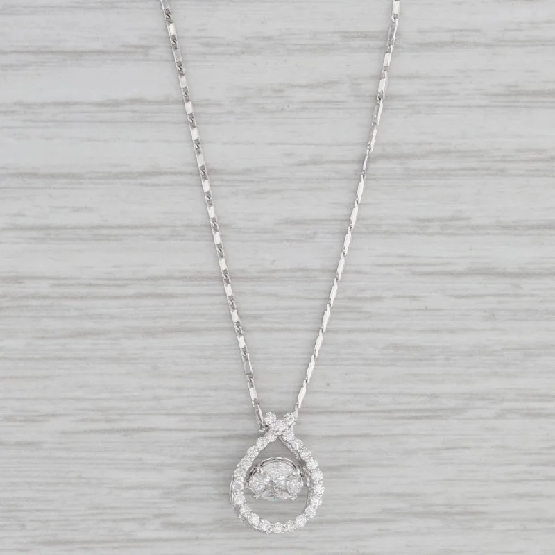 Twisted Necklaces-0.47ctw Floating Diamond Teardrop Pendant Necklace 14k White Gold 18" Chain