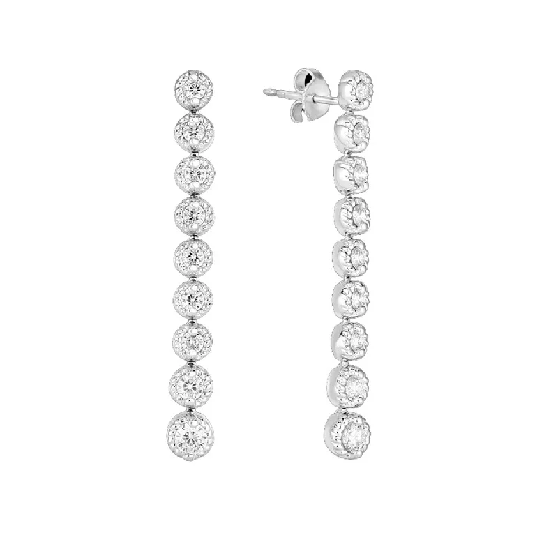 Silver Hoop Earrings-18K Gold Florentine Diamond Drop Earrings