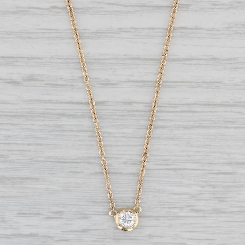 Blue Sapphire Necklaces-0.28ct VS2 Diamond Solitaire Pendant Necklace 14k Yellow Gold 16-18" Cable Chain