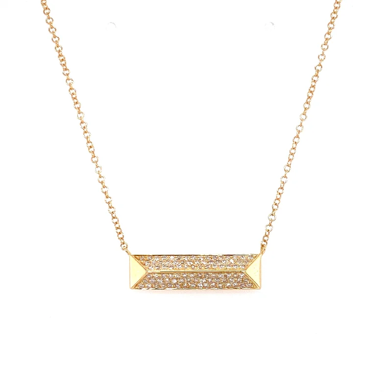 Butterfly Necklaces-14K Yellow Gold Diamond Rectangle Pyramid Necklace