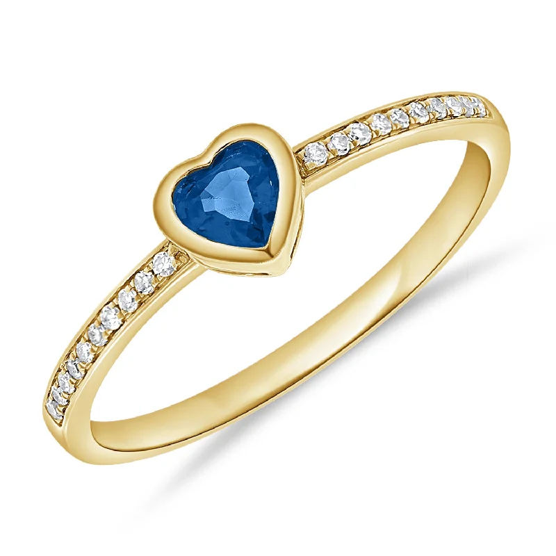 Men's Engagement Rings-Heart Ring with Sapphires & Diamonds