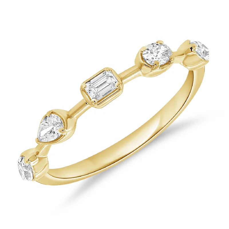 Wedding Rings-Elegant 14K Gold Multi-Cut Diamond Band with 0.36 Carats