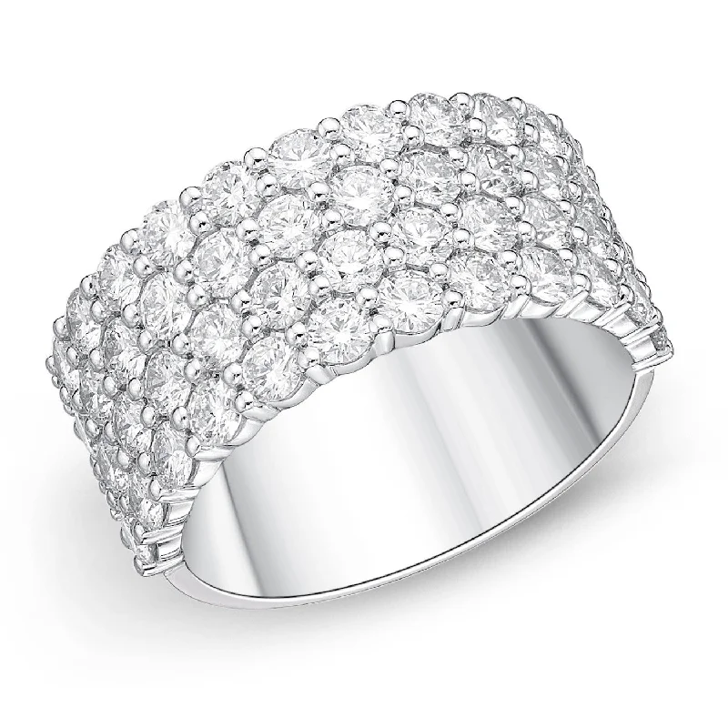 Fashion Rings for Women-Memoire 18k White Gold 4-Row Paramount Halfway Diamond Band