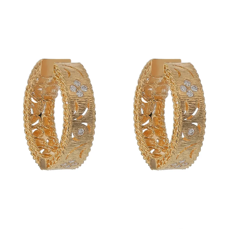 Timeless Earrings-Princess 0.23Ct Diamond Hoop Earrings in 18k Yellow Gold