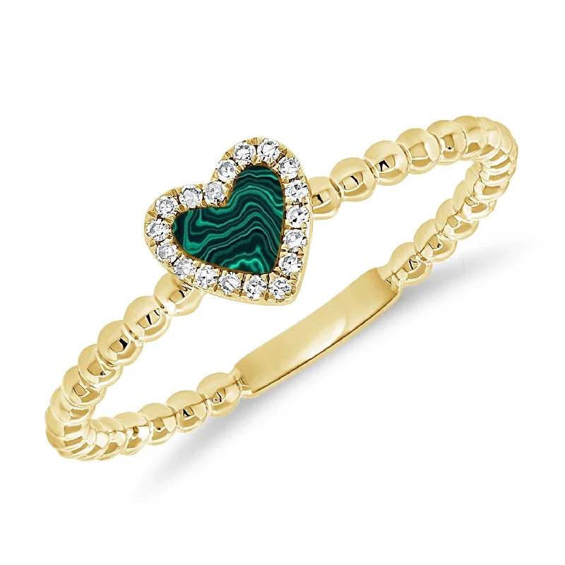 Promise Rings-Emerald Heart Diamond Ring made in 14K Gold