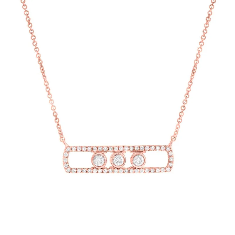 Gemstone Necklaces-14K Rose Gold Diamond Slider Bar Necklace