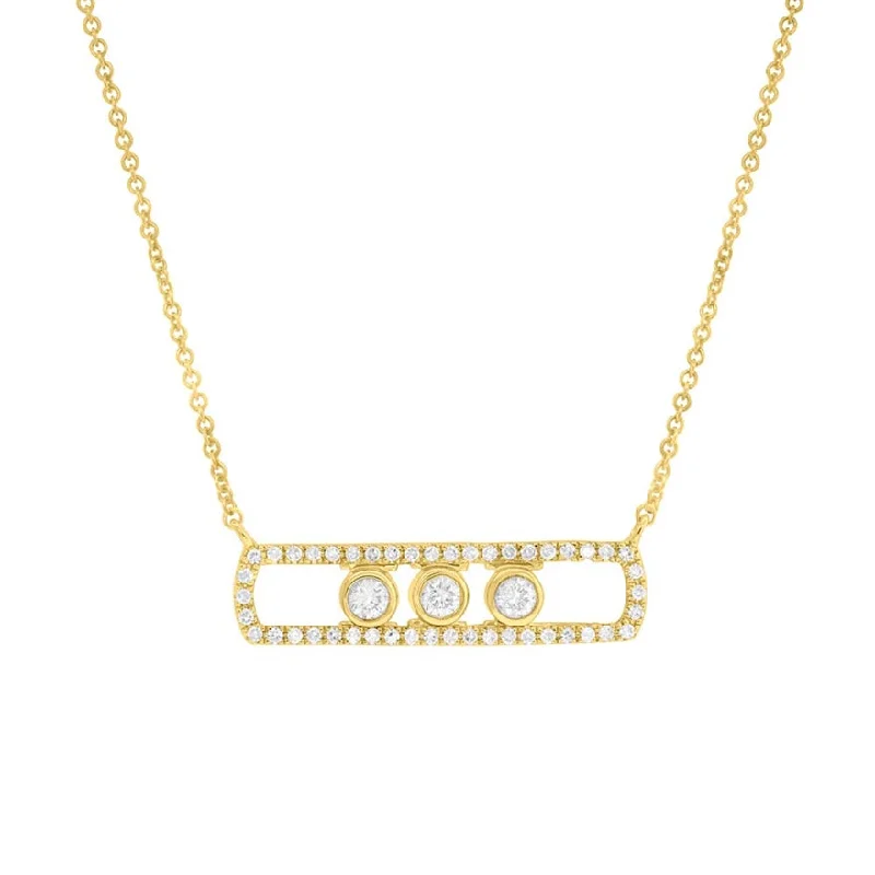 Large Pendant Necklaces-14K Yellow Gold Diamond Slider Bar Necklace