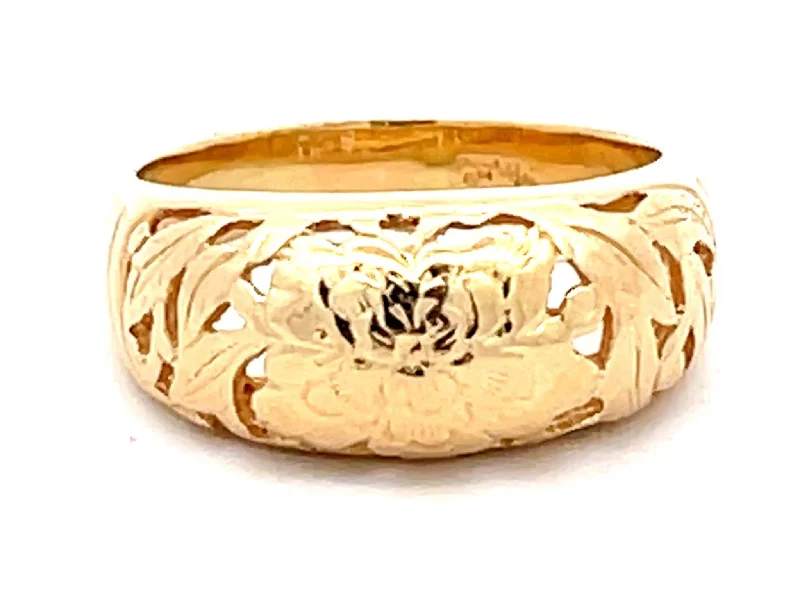 Birthstone Rings-Mings Chrysanthemum Cutout Band Ring in 14k Yellow Gold