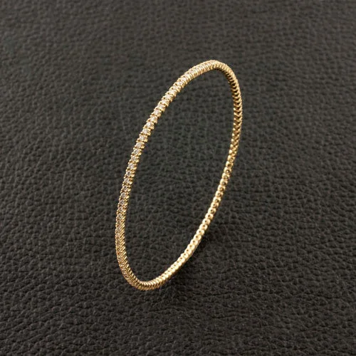 Gold Plated Bangles-Slip-on Diamond Bangle Bracelet in Yellow Gold