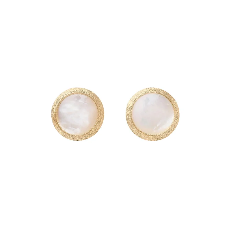 Wedding Earrings-Jaipur White Mother of Pearl Stud Earrings