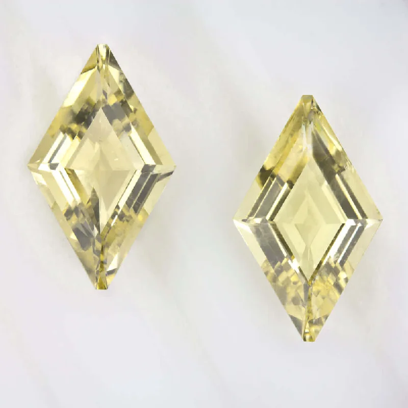 Open Hoop Earrings-4.77ct YELLOW SCAPOLITE PAIR NATURAL GEMSTONE KITE STEP CUT DROP DANGLE EARRINGS