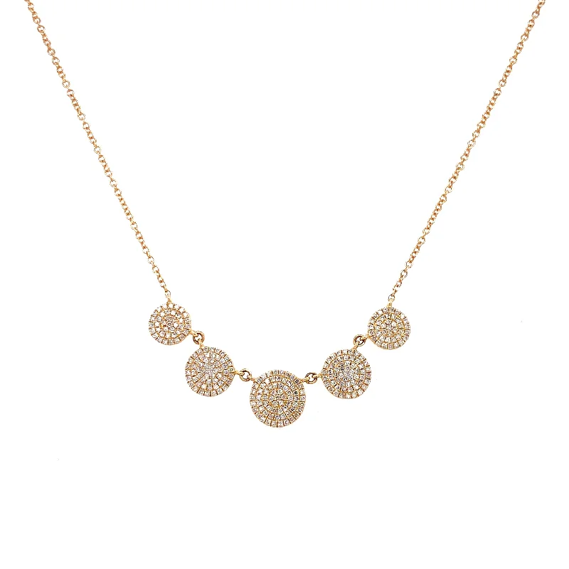 Simple Pendant Necklaces-14K Yellow Gold Diamond Disc Necklace