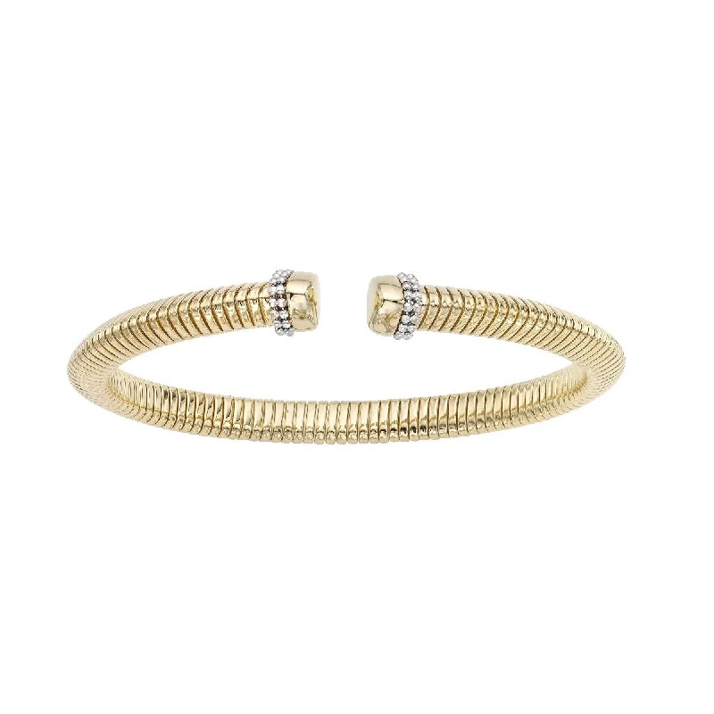 Pearl Bangles-14K Yellow Gold Tubogas Bead Bangle YWBG8346