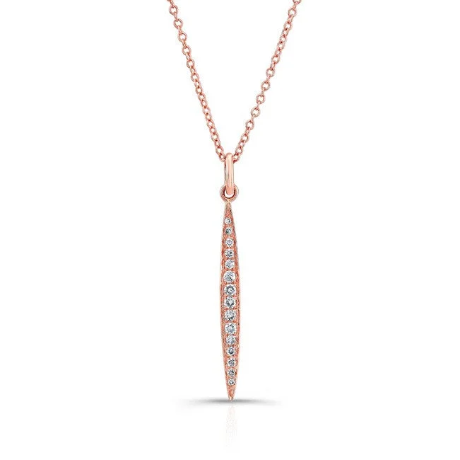 Triangular Necklaces-14K Rose Gold Diamond Stick Pendant