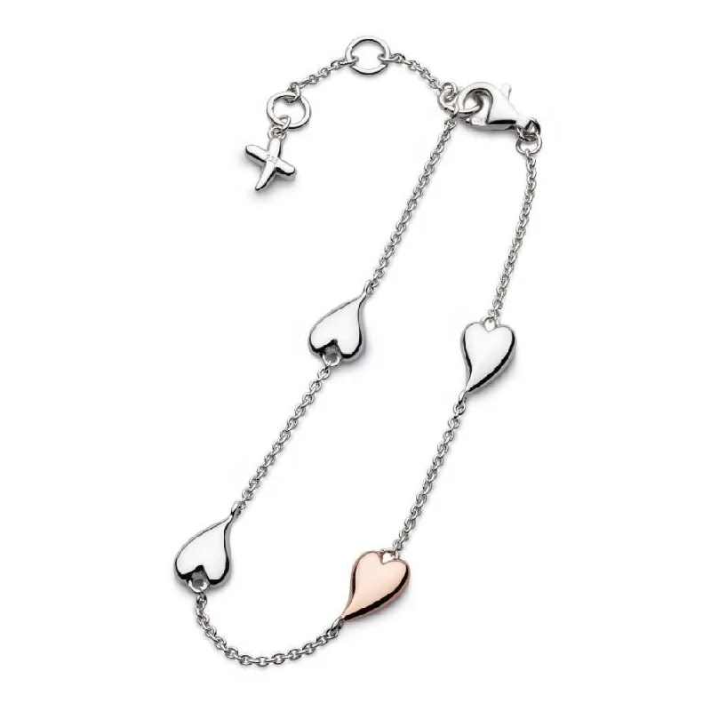 Classic Tennis Bracelets-Desire Kiss Blush Heart Station Bracelet