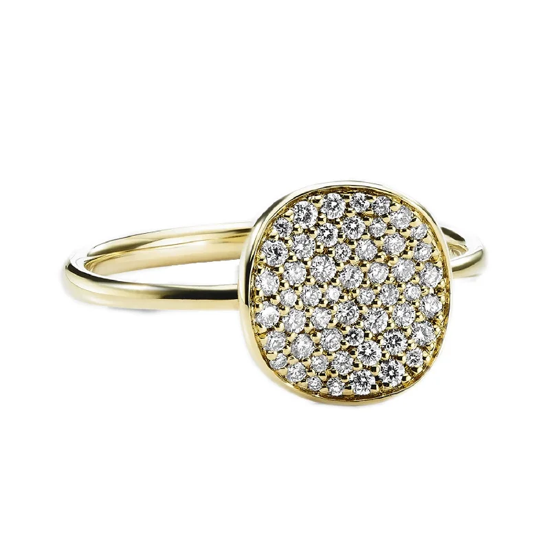 Custom Gold Rings-Pre-Owned Ippolita Small Stardust Pave Diamond Curved Disc Ring