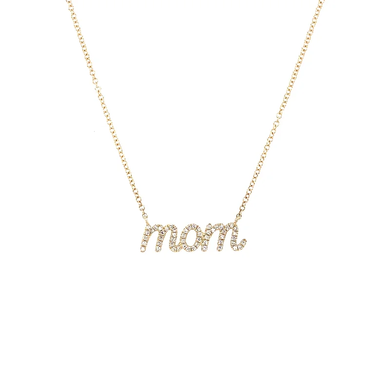 Cross Pendant Necklaces-14K Yellow Gold Diamond MOM Necklace