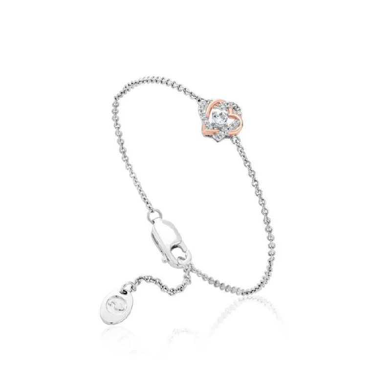 Gemstone Tennis Bracelets-Silver & 9ct Rose Gold Always In My Heart White Topaz Set Bracelet