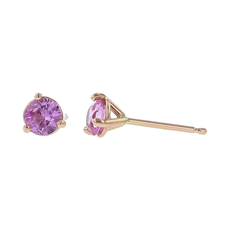 Personalised Earrings-14K Rose Gold Pink Sapphire Stud Earrings