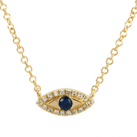 Silver Choker Necklaces-14K Yellow Gold Evil Eye Necklace