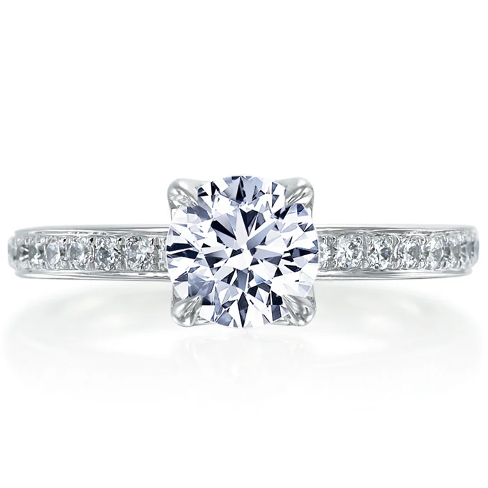 Engagement Ring Sets-Mirabeau Round Diamond Pave Platinum Engagement Ring