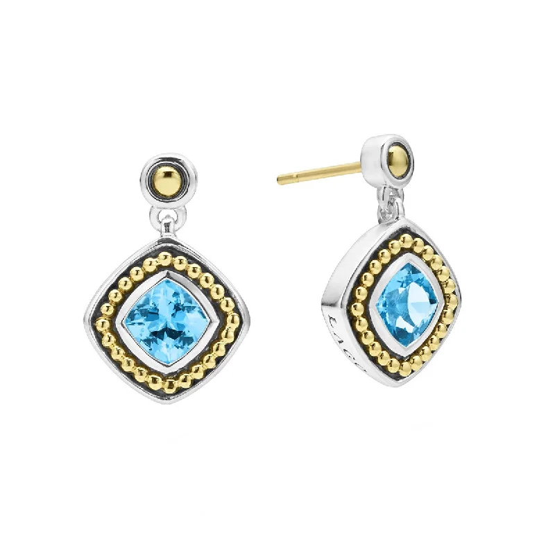 Glass Earrings-Swiss Blue Topaz Drop Earrings