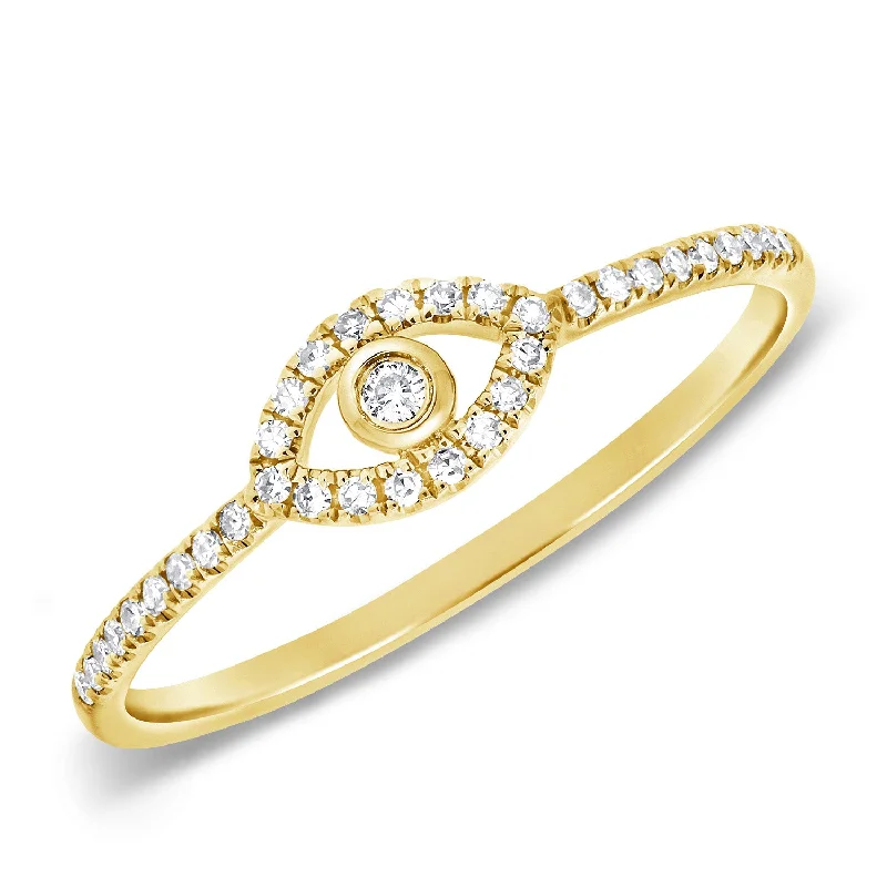 Simple Rings-Diamond Evil Eye Ring made in 14K Gold