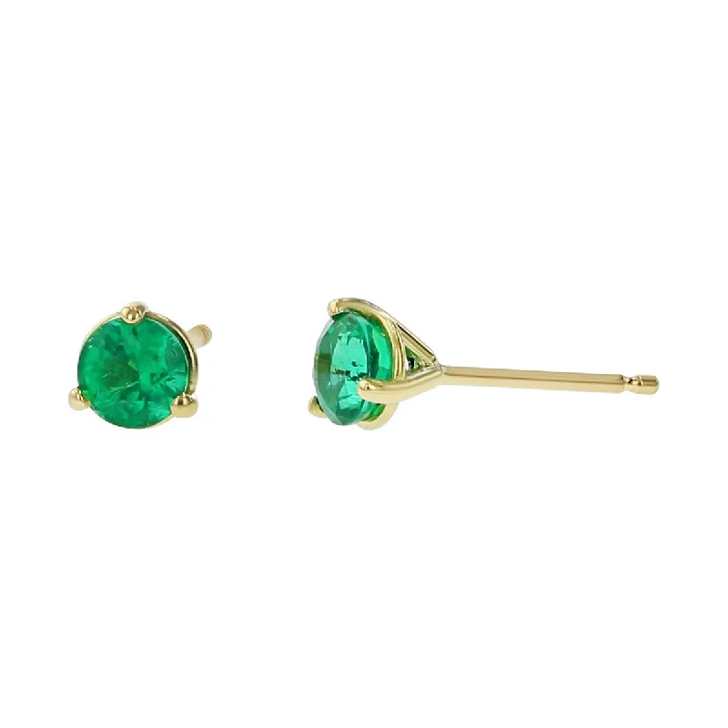 Silver Dangle Earrings-18K Yellow Gold Emerald Stud Earrings