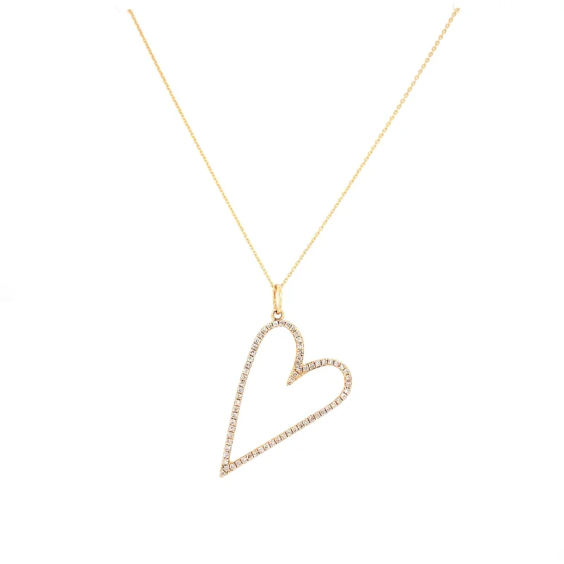 Moon Necklaces-14K Yellow Gold Diamond Open Heart Necklace