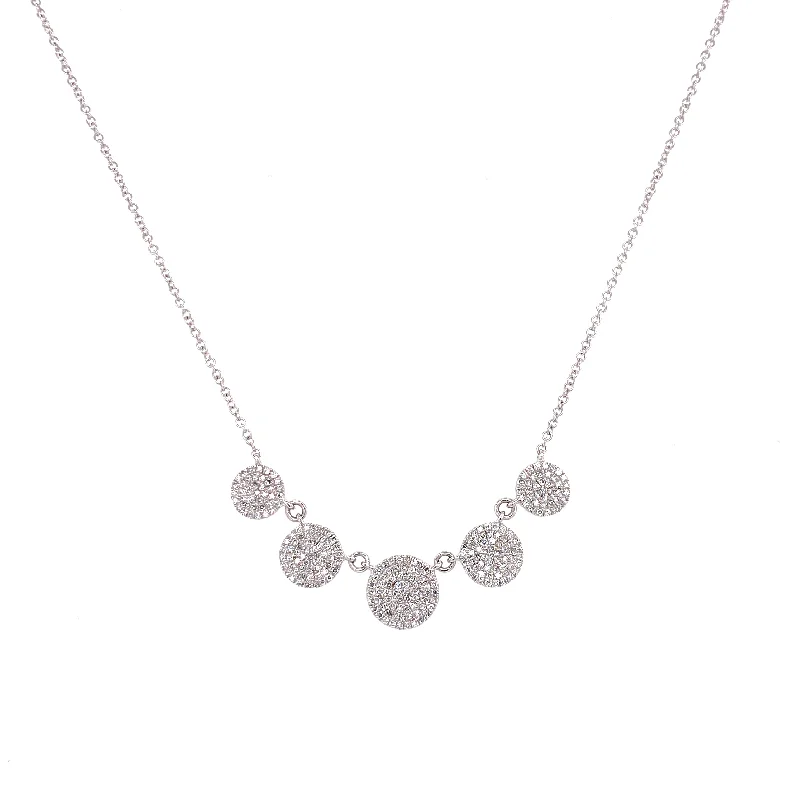 Handwoven Necklaces-14K White Gold Diamond Disc Necklace