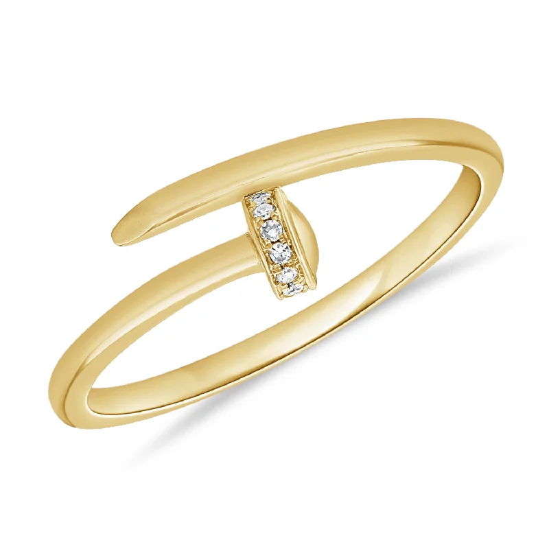 Luxury Platinum Wedding Rings-14K Gold Trendy Open & Wrap Ring with Diamonds