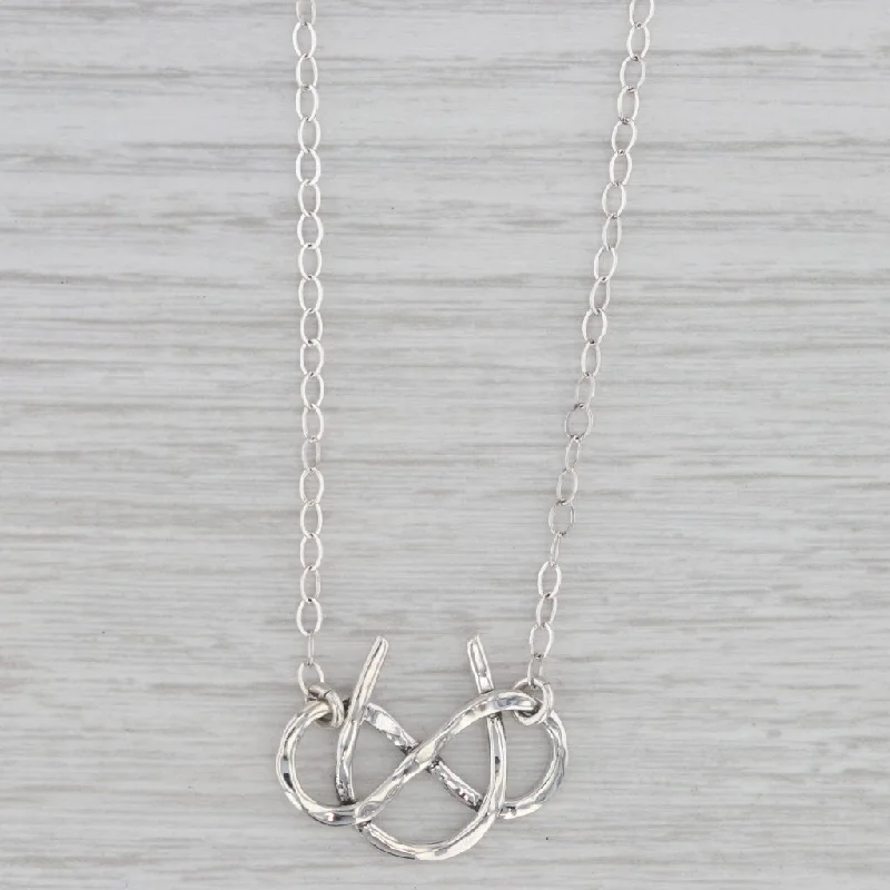 Personalized Necklaces-Horseshoe Infinity Knot Pendant Necklace Sterling Silver 17" Cable Chain