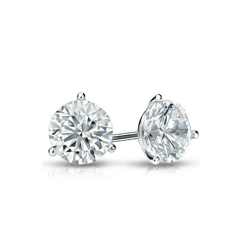 Artistic Drop Earrings-3-Prong Diamond Stud Earrings