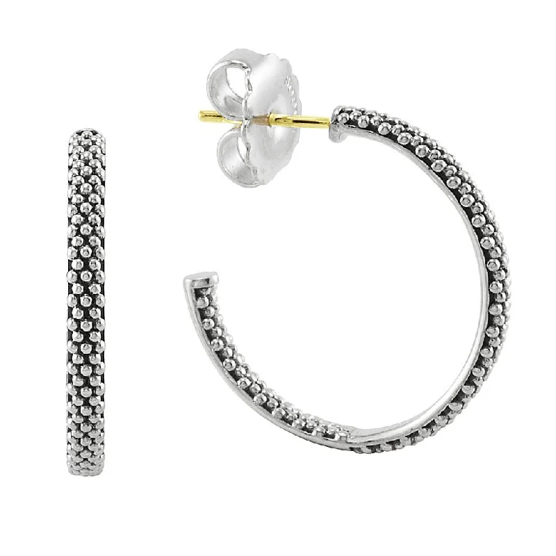 Bold Hoop Earrings-25mm Signature Caviar Hoop Earrings in Sterling Silver