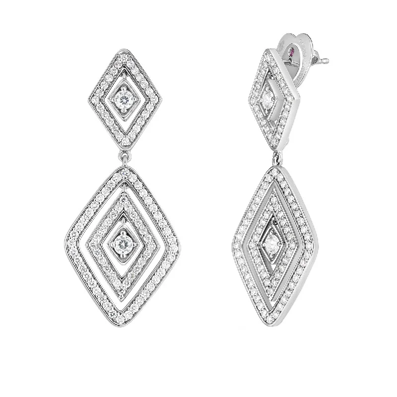 Colorful Earrings-18K White Gold Diamante Diamond Dangle Earrings