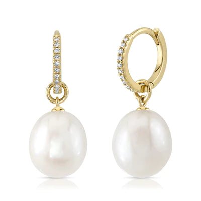 Festival Earrings-Diamond & Pearl Dangle Earrings