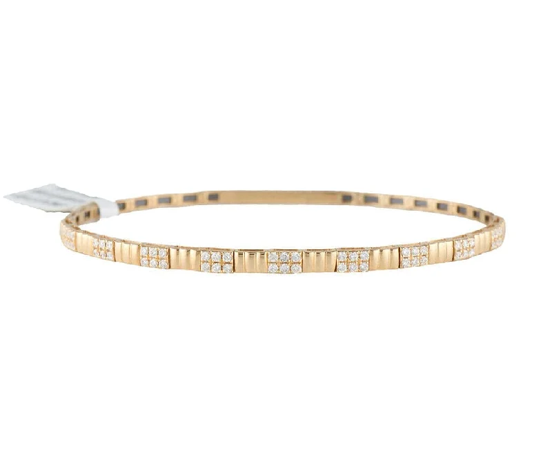 Spherical Bangles-New 0.48ctw Diamond Ribbed Flex Bangle Bracelet in 14K