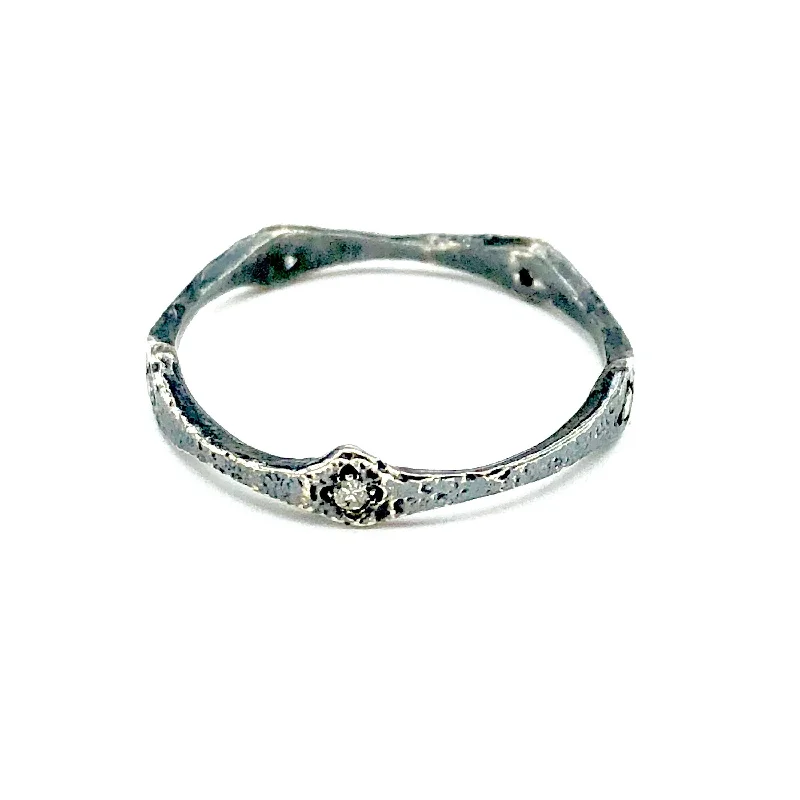 Multi-Stone Rings-Sterling Silver and Diamond Ring.