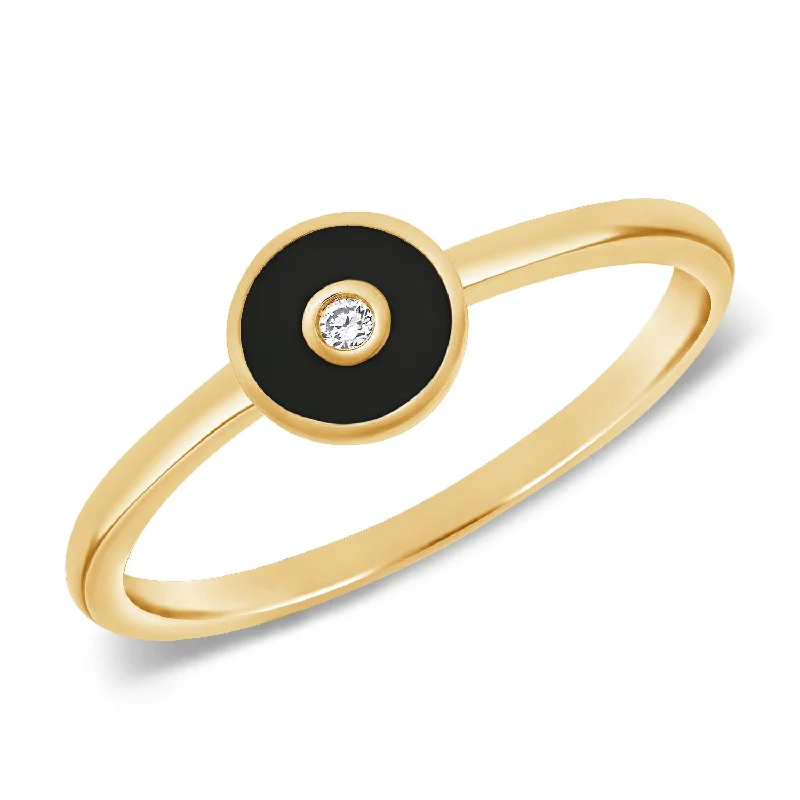 Handcrafted Rings-14K Gold Diamond Circle Ring