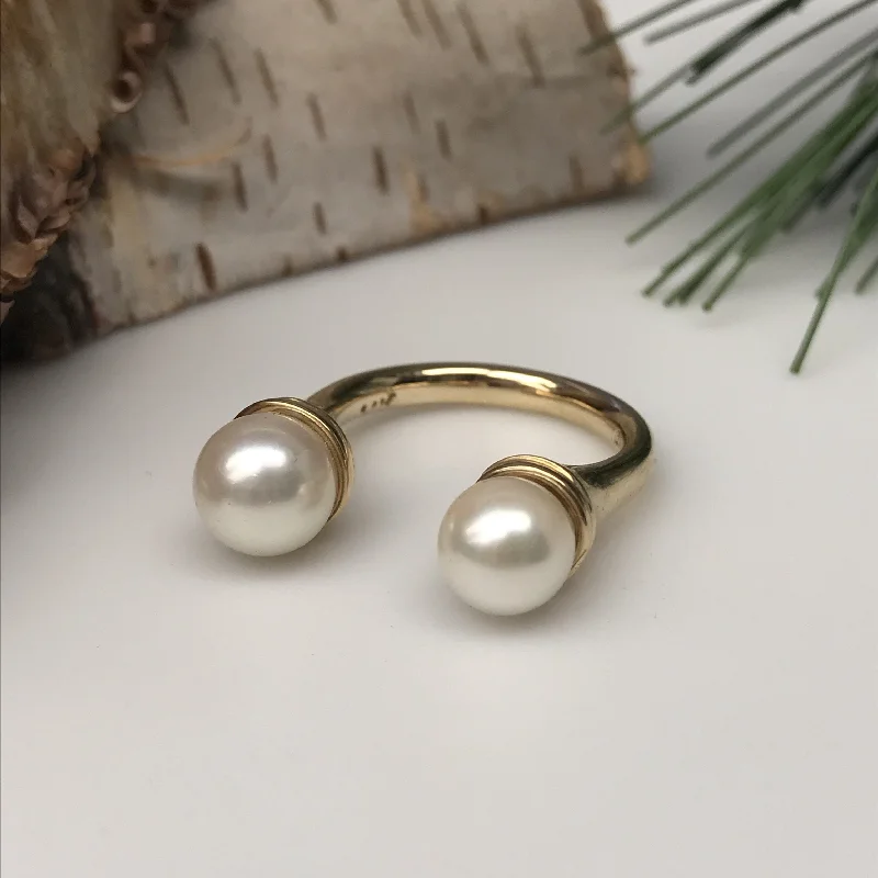 Fashionable Rings-Double Pearl Open Ring