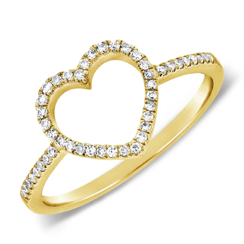 Unisex Rings-OKGs Collection Diamond Heart Ring made in 14K Gold