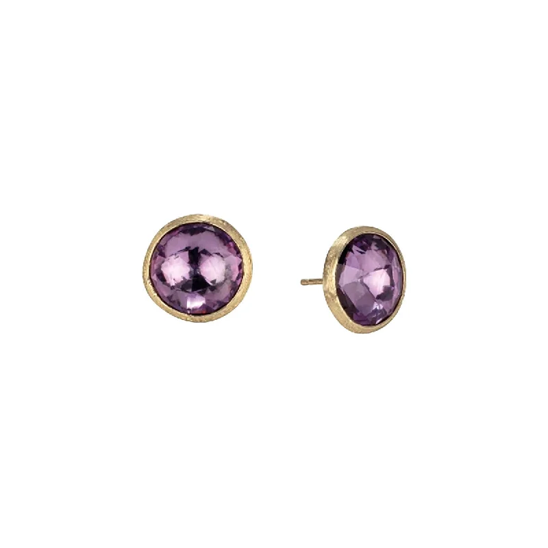 Casual Earrings-18K Yellow Gold and Amethyst Large Stud Earrings