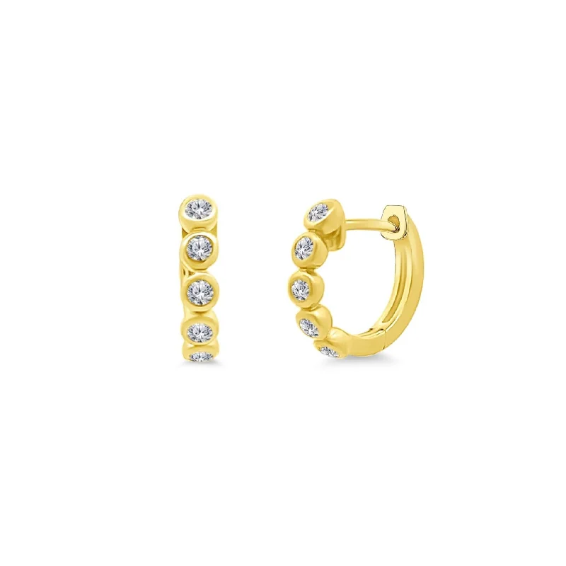 Fancy Drop Earrings-Diamond Bezel Huggies