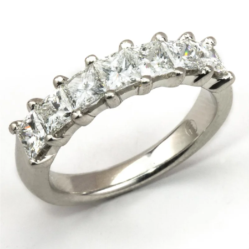 Ring for Proposal-Princess Diamond Seven Stone Platinum Wedding Band Ring 1.75 carats